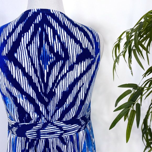 Chico's Blue White Geometric Slimming Tie Dye Maxi - Picture 12 of 12